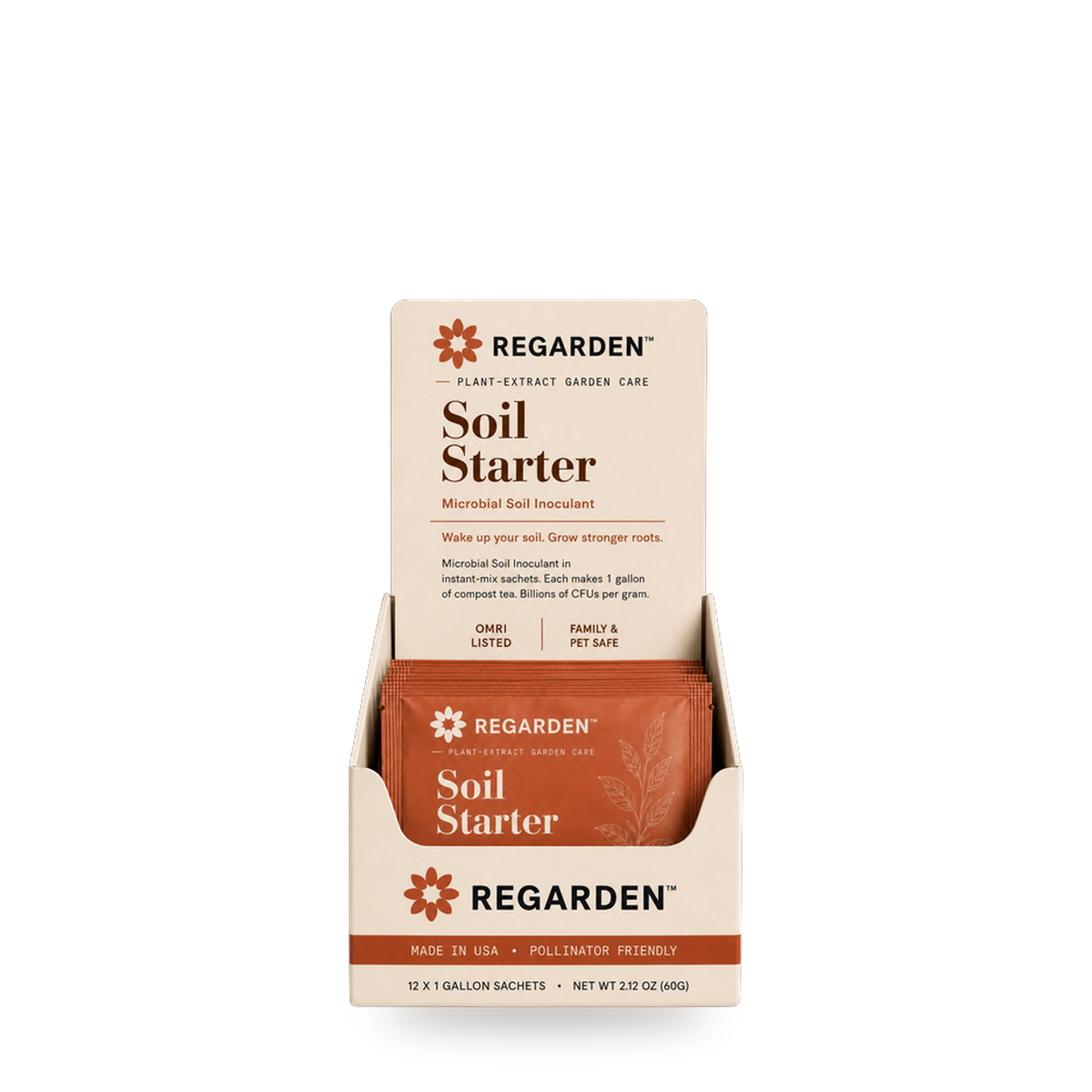 Regarden Soil Starter retail box of 12 sachets